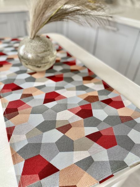 Tapestry table runner GEO167, 37х100, 100, 37, Rectangular, Geometry, Without lurex, 75% polyester, 22% cotton, 3% acrylic, Tapestry