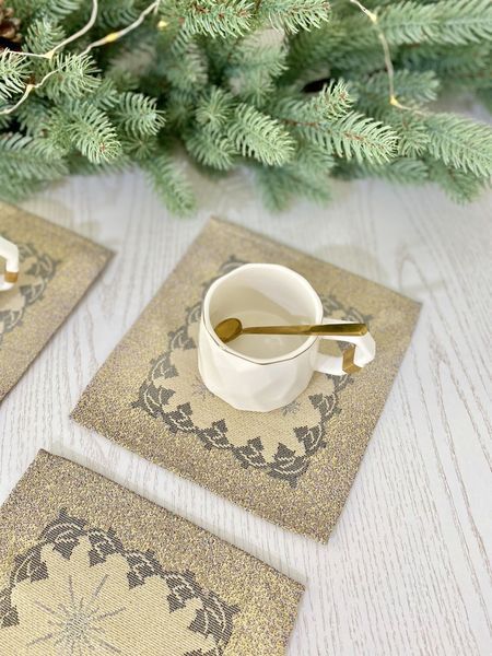 Tapestry placemat RUNNER908 Polar Express, 17х18, 18, 17, Square, New Year's, Golden lurex, 75% polyester, 22% cotton, 3% acrylic, Tapestry