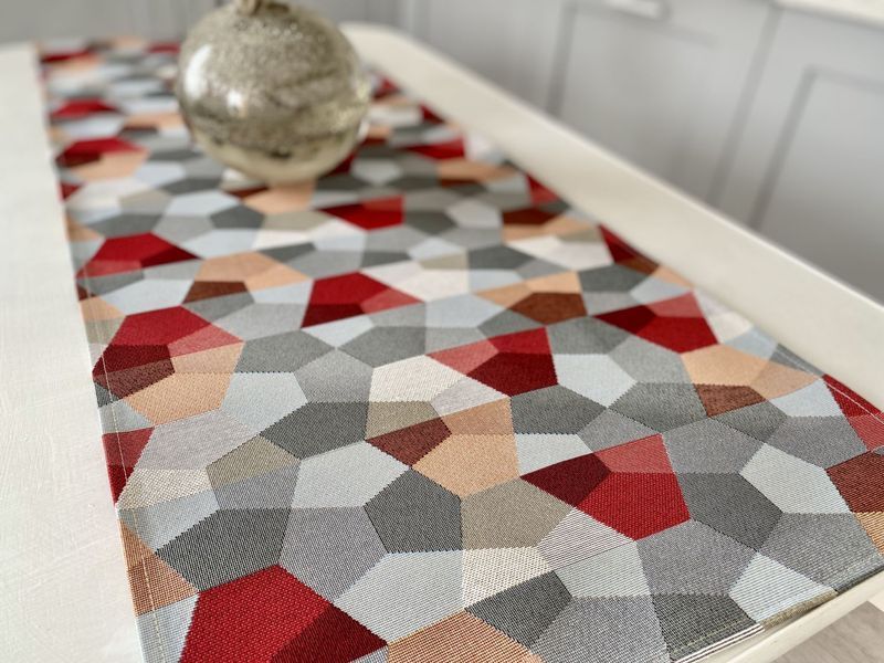Tapestry table runner GEO167, 37х100, 100, 37, Rectangular, Geometry, Without lurex, 75% polyester, 22% cotton, 3% acrylic, Tapestry