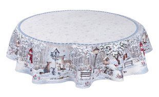 Tapestry tablecloth MICRO854 A forest fairy tale, &Oslash;140, Round, New Year's, With microfibre + silver lurex, 75% polyester, 22% cotton, 3% acrylic, Tapestry