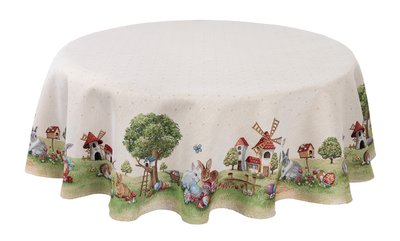 Tapestry tablecloth ROUND1179, Ø160, Round, Easter, Without lurex, 75% polyester, 22% cotton, 3% acrylic