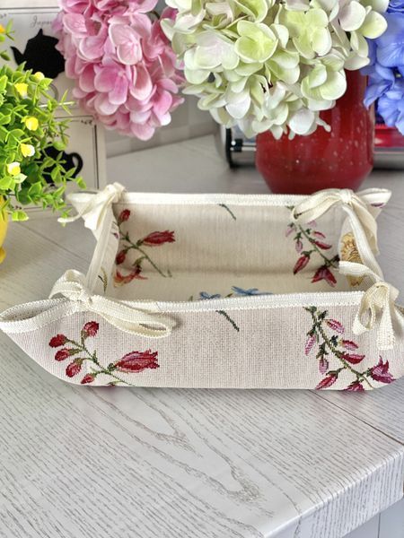Tapestry bread basket EDEN ANASTASIA, 20х20х8, 20, 20, 8, Square, Flower, Without lurex, 60% polyester, 24% cotton, 16% acrylic, Tapestry