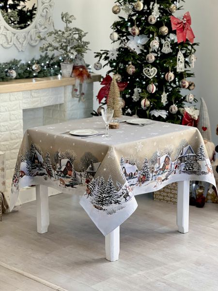 Tapestry tablecloth RUNNER1267 "Loud Carol", 160x160, Square, New Year's, Without lurex, 75% polyester, 22% cotton, 3% acrylic