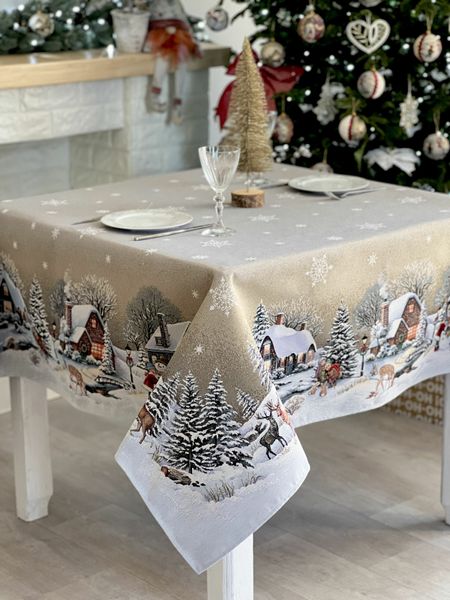 Tapestry tablecloth RUNNER1267 "Loud Carol", 160x160, Square, New Year's, Without lurex, 75% polyester, 22% cotton, 3% acrylic