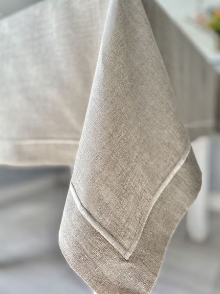 Linen tablecloth SKLB24-1, 140x240, Rectangular, Monochrome, Embroidery, 100% linen