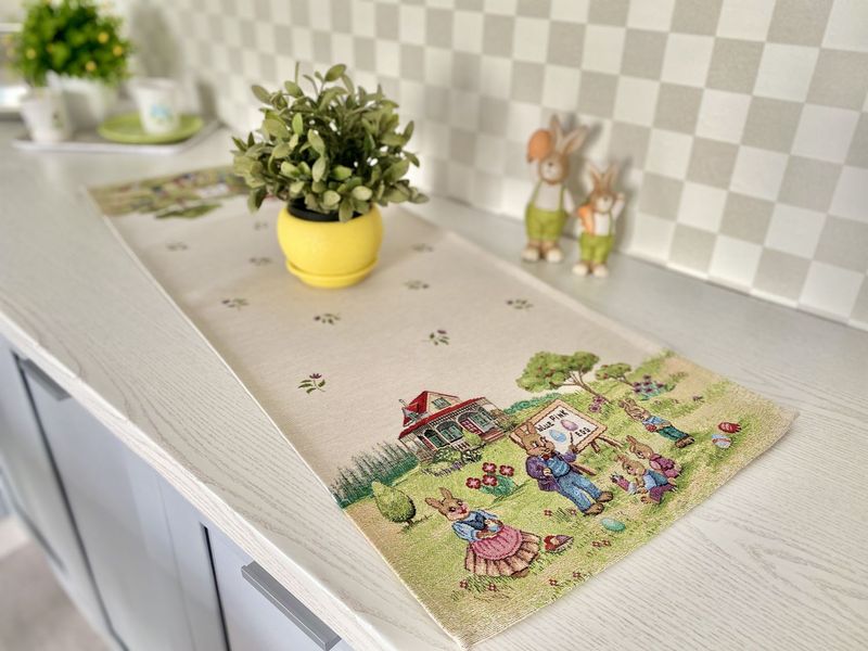 Tapestry table runner RUNNER1184, 37х100, Rectangular, Easter, Without lurex, 75% polyester, 22% cotton, 3% acrylic
