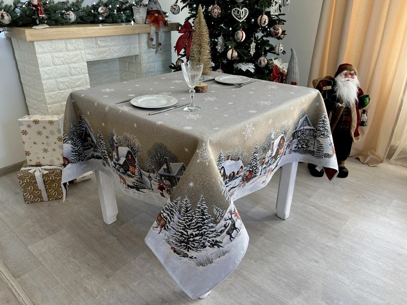 Tapestry tablecloth RUNNER1267 "Loud Carol", 160x160, Square, New Year's, Without lurex, 75% polyester, 22% cotton, 3% acrylic