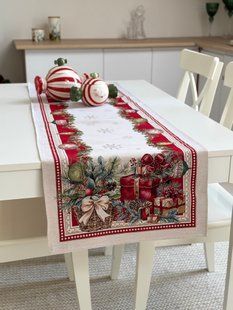 Tapestry runner RUNNER1429V1, 37х100, 100, 37, Rectangular, New Year's, Without lurex, 68% поліестер, 32% бавовна, Tapestry