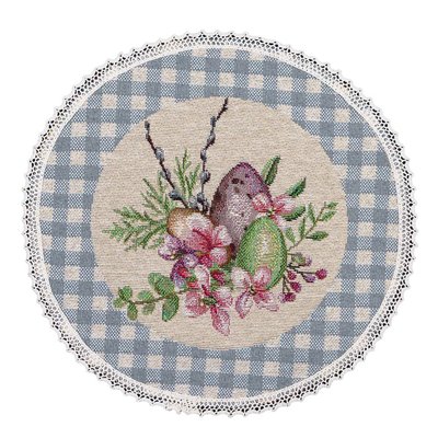 Tapestry placemat with lace ROUND1248GR-20D, Ø20, Round, Easter, Without lurex, 75% polyester, 22% cotton, 3% acrylic
