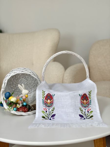 Towel for the Easter basket RKVV023, 31x70, Rectangular, Easter, Embroidery, 100% linen, Linen
