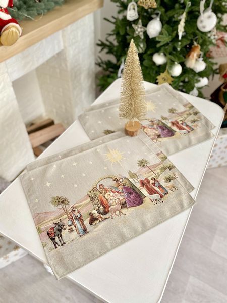 Tapestry placemat RUNNER1153 Вифлеємське диво, 37х49, 49, 37, Rectangular, New Year's, Golden lurex, 70% polyester, 23% cotton, 3% acrylic, 4% metal fibre, Tapestry