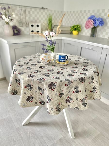 Tapestry tablecloth EDEN465B, Ø140, Round, Everyday, Without lurex, 75% polyester, 22% cotton, 3% acrylic