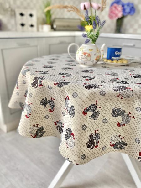 Tapestry tablecloth EDEN465B, Ø140, Round, Everyday, Without lurex, 75% polyester, 22% cotton, 3% acrylic