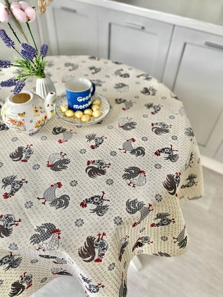 Tapestry tablecloth EDEN465B, Ø140, Round, Everyday, Without lurex, 75% polyester, 22% cotton, 3% acrylic