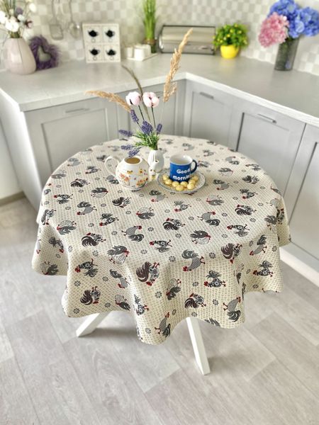 Tapestry tablecloth EDEN465B, Ø140, Round, Everyday, Without lurex, 75% polyester, 22% cotton, 3% acrylic