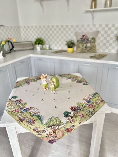 Tapestry tablecloth RUNNER1184, 97х100, Square, Easter, Without lurex, 75% polyester, 22% cotton, 3% acrylic