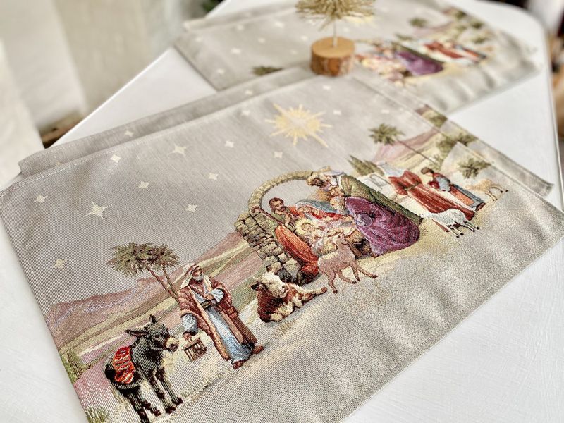 Tapestry placemat RUNNER1153 Вифлеємське диво, 37х49, 49, 37, Rectangular, New Year's, Golden lurex, 70% polyester, 23% cotton, 3% acrylic, 4% metal fibre, Tapestry