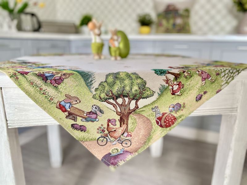 Tapestry tablecloth RUNNER1184, 97х100, Square, Easter, Without lurex, 75% polyester, 22% cotton, 3% acrylic