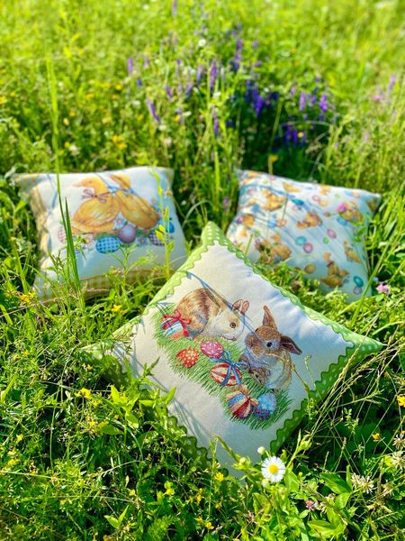 Single-sided tapestry cushion cover KISS865, 45x45, Square, Easter, Without lurex, 75% polyester, 22% cotton, 3% acrylic, Single-sided