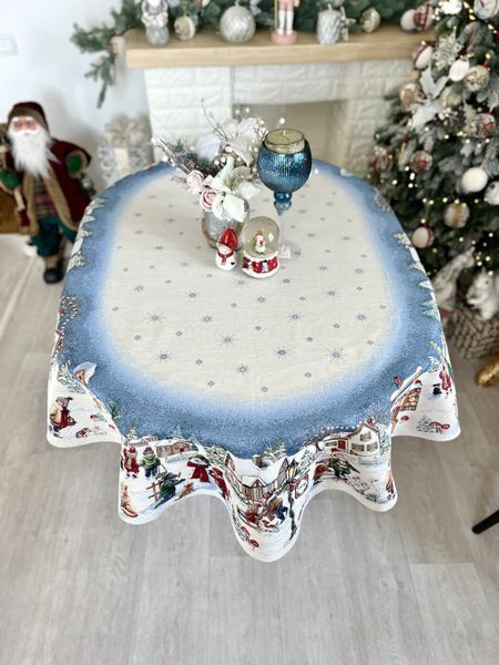 Obrus gobelinowy owalny HENKEL OVAL, 137х180, 180, 137, Owal, Nowy Rok, Srebrny lureks, 60% poliester, 24% bawełna, 16% akryl, Gobelin