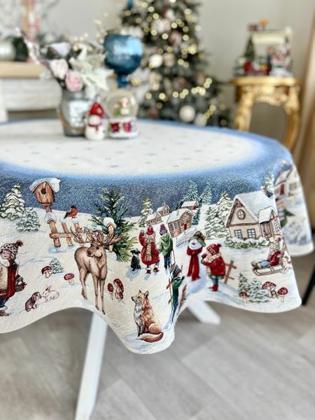 Obrus gobelinowy owalny HENKEL OVAL, 137х180, 180, 137, Owal, Nowy Rok, Srebrny lureks, 60% poliester, 24% bawełna, 16% akryl, Gobelin