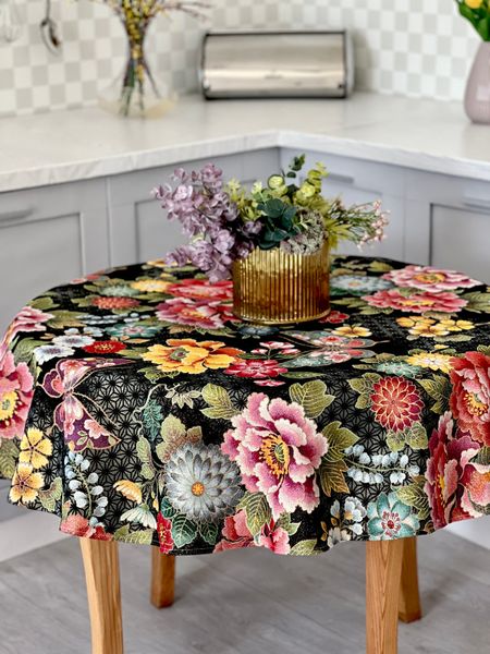 Tapestry tablecloth JAPAN003, Ø240, Round, Everyday, Golden lurex, 75% polyester, 22% cotton, 3% acrylic