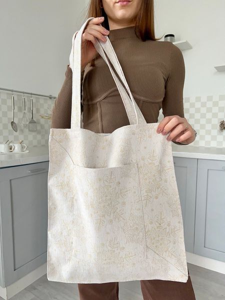 Tapestry shopping bag RABETO-SM40, 38х40, 40, 38, Rectangular, New Year's, Without lurex, with microfibre, 75% polyester, 22% cotton, 3% acrylic, Tapestry