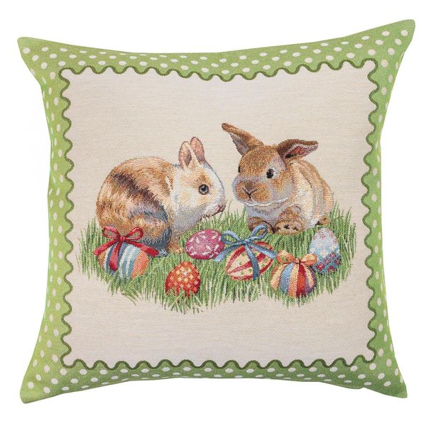 Single-sided tapestry cushion cover KISS865, 45x45, Square, Easter, Without lurex, 75% polyester, 22% cotton, 3% acrylic, Single-sided