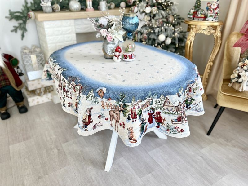 Obrus gobelinowy owalny HENKEL OVAL, 137х180, 180, 137, Owal, Nowy Rok, Srebrny lureks, 60% poliester, 24% bawełna, 16% akryl, Gobelin