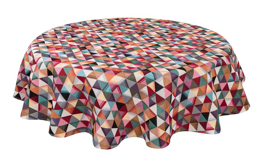 Tapestry tablecloth GEO117, Ø140, Round, Everyday, Without lurex, 75% polyester, 22% cotton, 3% acrylic