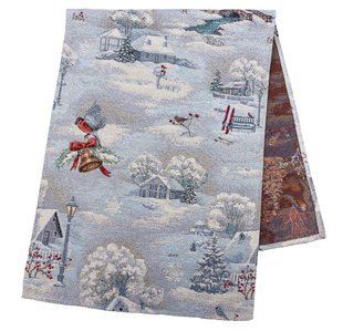 Tapestry table runner EDEN1254, 37x100, 100, 37, Rectangular, New Year's, Silver lurex, 70% polyester, 23% cotton, 3% acrylic, 4% metal fibre, Tapestry