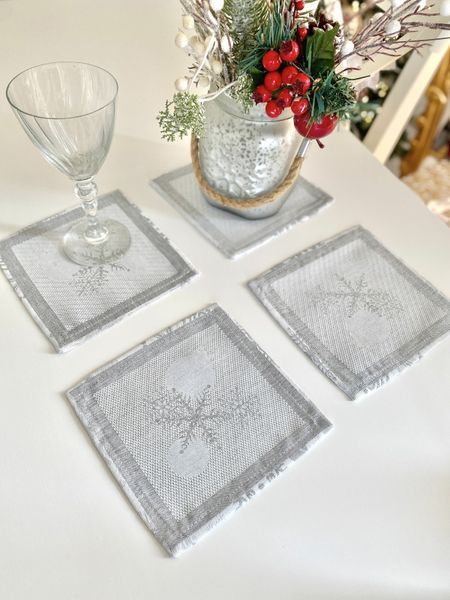 Double-sided napkin with Teflon coating FST80-RUNNER008, 17x18, Square, New Year's, With Teflon coating and silver lurex, 94% polyester, 6% lurex, Double-sided