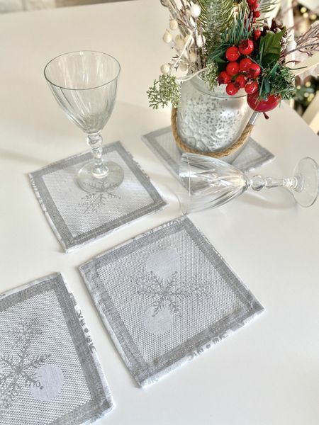 Double-sided napkin with Teflon coating FST80-RUNNER008, 17x18, Square, New Year's, With Teflon coating and silver lurex, 94% polyester, 6% lurex, Double-sided