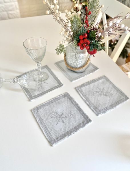 Double-sided napkin with Teflon coating FST80-RUNNER008, 17x18, Square, New Year's, With Teflon coating and silver lurex, 94% polyester, 6% lurex, Double-sided
