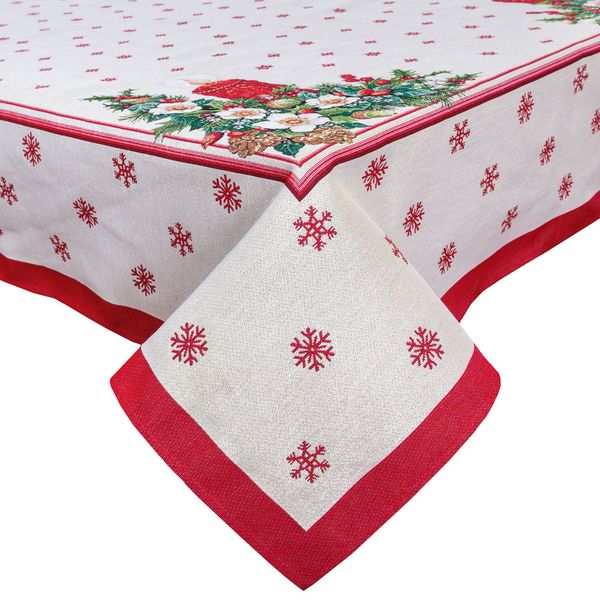 Tapestry tablecloth RUNNER242 "Christmas Candle", 137х240, Rectangular, New Year's, Silver lurex, 75% polyester, 22% cotton, 3% acrylic