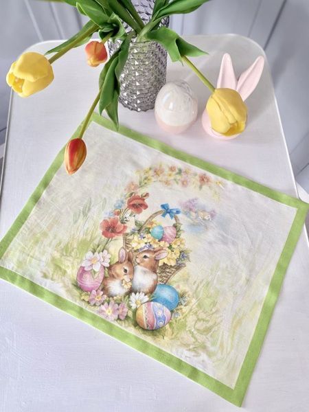 Linen placemat with printed pattern SRLP02-49, 37x49, Rectangular, Easter, 100% linen