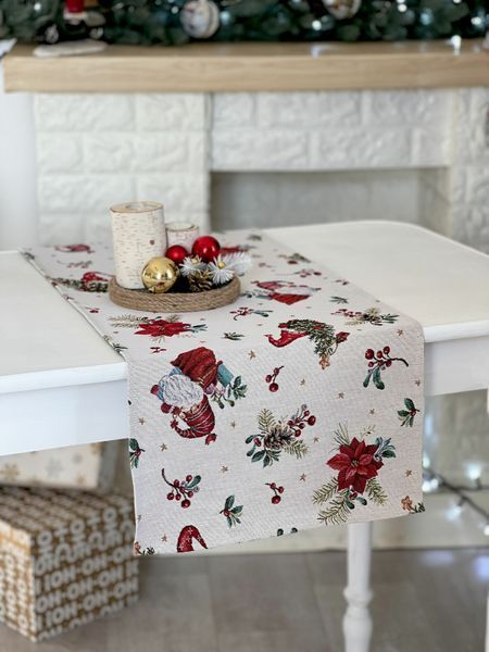 Tapestry table runner EDEN1268B, 45x140, 140, 45, Rectangular, New Year's, Without lurex, 75% polyester, 22% cotton, 3% acrylic, Tapestry