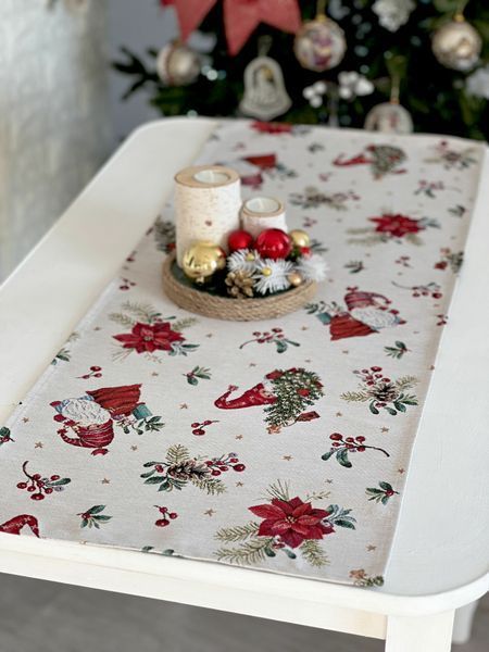 Tapestry table runner EDEN1268B, 45x140, 140, 45, Rectangular, New Year's, Without lurex, 75% polyester, 22% cotton, 3% acrylic, Tapestry
