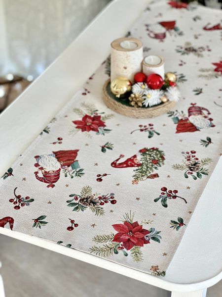 Tapestry table runner EDEN1268B, 45x140, 140, 45, Rectangular, New Year's, Without lurex, 75% polyester, 22% cotton, 3% acrylic, Tapestry