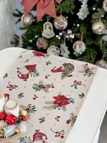 Tapestry table runner EDEN1268B, 45x140, 140, 45, Rectangular, New Year's, Without lurex, 75% polyester, 22% cotton, 3% acrylic, Tapestry