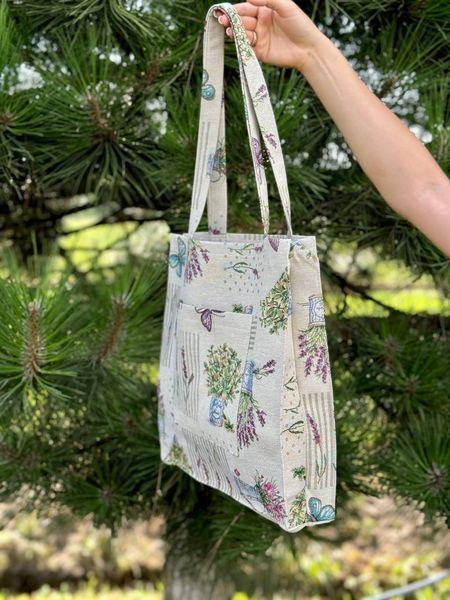 Tapestry shopping bag SMG21-35, 35, 34, Rectangular, Flower, Without lurex, 75% polyester, 22% cotton, 3% acrylic, Tapestry