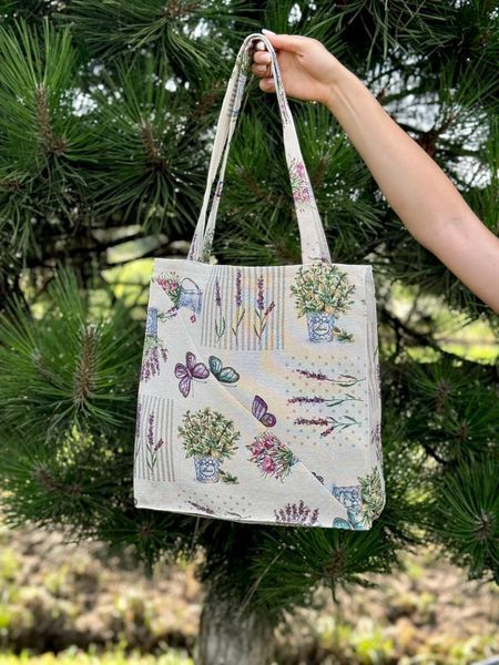 Tapestry shopping bag SMG21-35, 35, 34, Rectangular, Flower, Without lurex, 75% polyester, 22% cotton, 3% acrylic, Tapestry