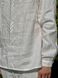 Biała koszula męska z haftem SVCH2, M, 100% linen, Men