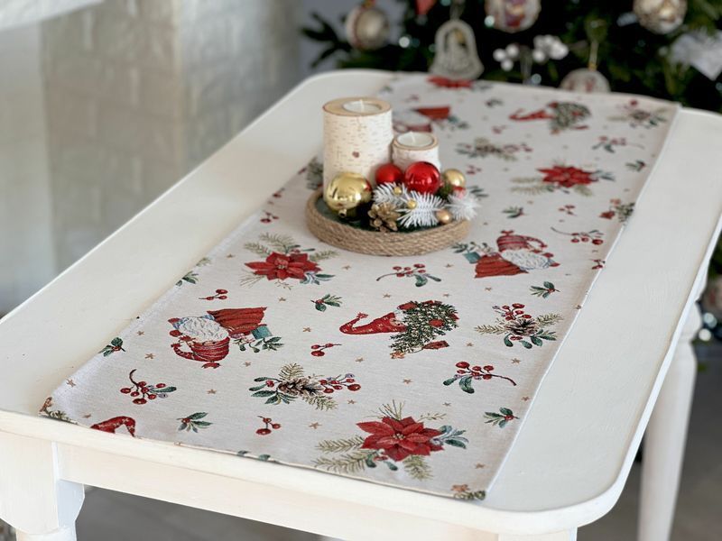 Tapestry table runner EDEN1268B, 45x140, 140, 45, Rectangular, New Year's, Without lurex, 75% polyester, 22% cotton, 3% acrylic, Tapestry