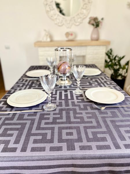 Obrus bawełniany merceryzowany SKM10, 135x182, Prostokątny, Geometria, 100% bawełna, Merceryzowana bawełna