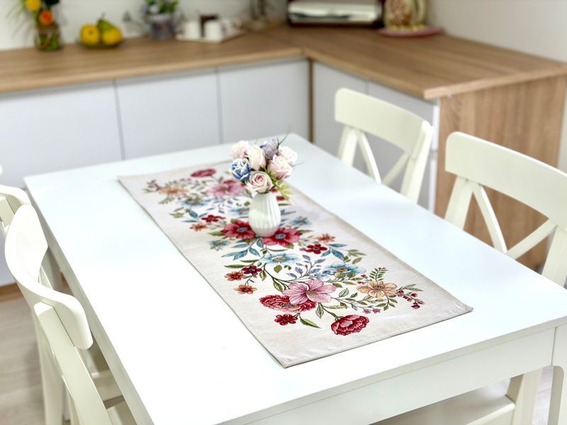 Bieżnik gobelinowy RUNNER1413NA, 37х100, 100, 37, Prostokątny, Kwiatowy, Bez lureksu, 75% poliester, 22% bawełna, 3% akryl, Gobelin