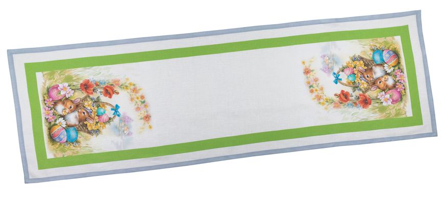 Linen table runner with printed pattern NPLP02-45, 45x140, Rectangular, Easter, 100% linen