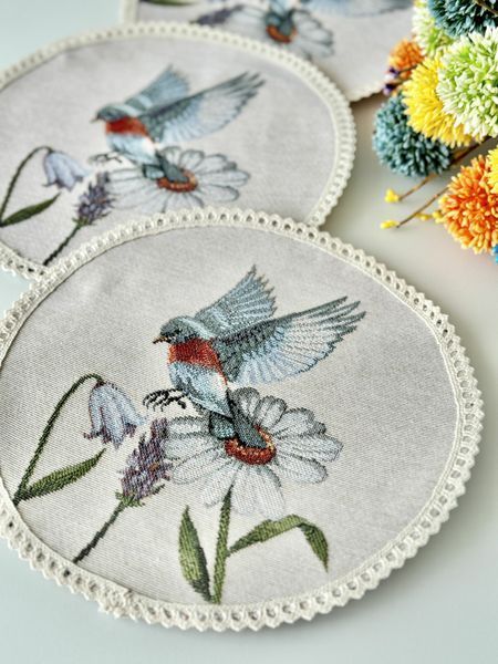 Tapestry placemat with lace ROUND1229M-20D