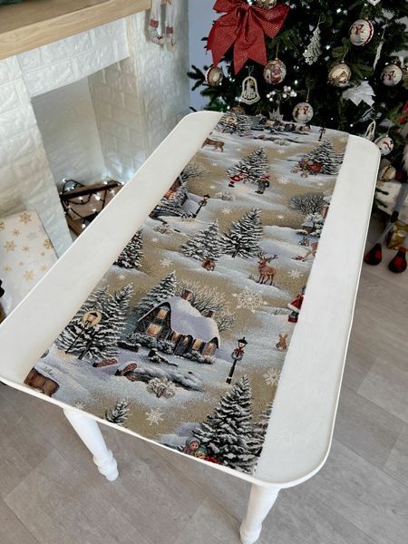 Tapestry table runner EDEN1267, 37х100, 100, 37, Rectangular, New Year's, Without lurex, 75% polyester, 22% cotton, 3% acrylic, Tapestry