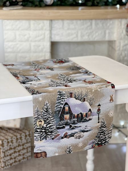 Tapestry table runner EDEN1267, 37х100, 100, 37, Rectangular, New Year's, Without lurex, 75% polyester, 22% cotton, 3% acrylic, Tapestry